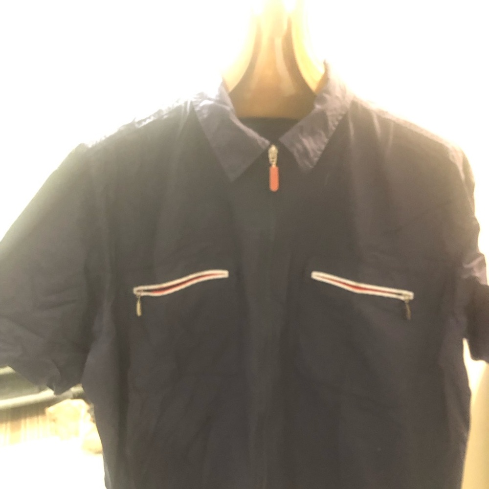 Men's Navy Short-Sleeve Jacket with Zip Pockets FILA